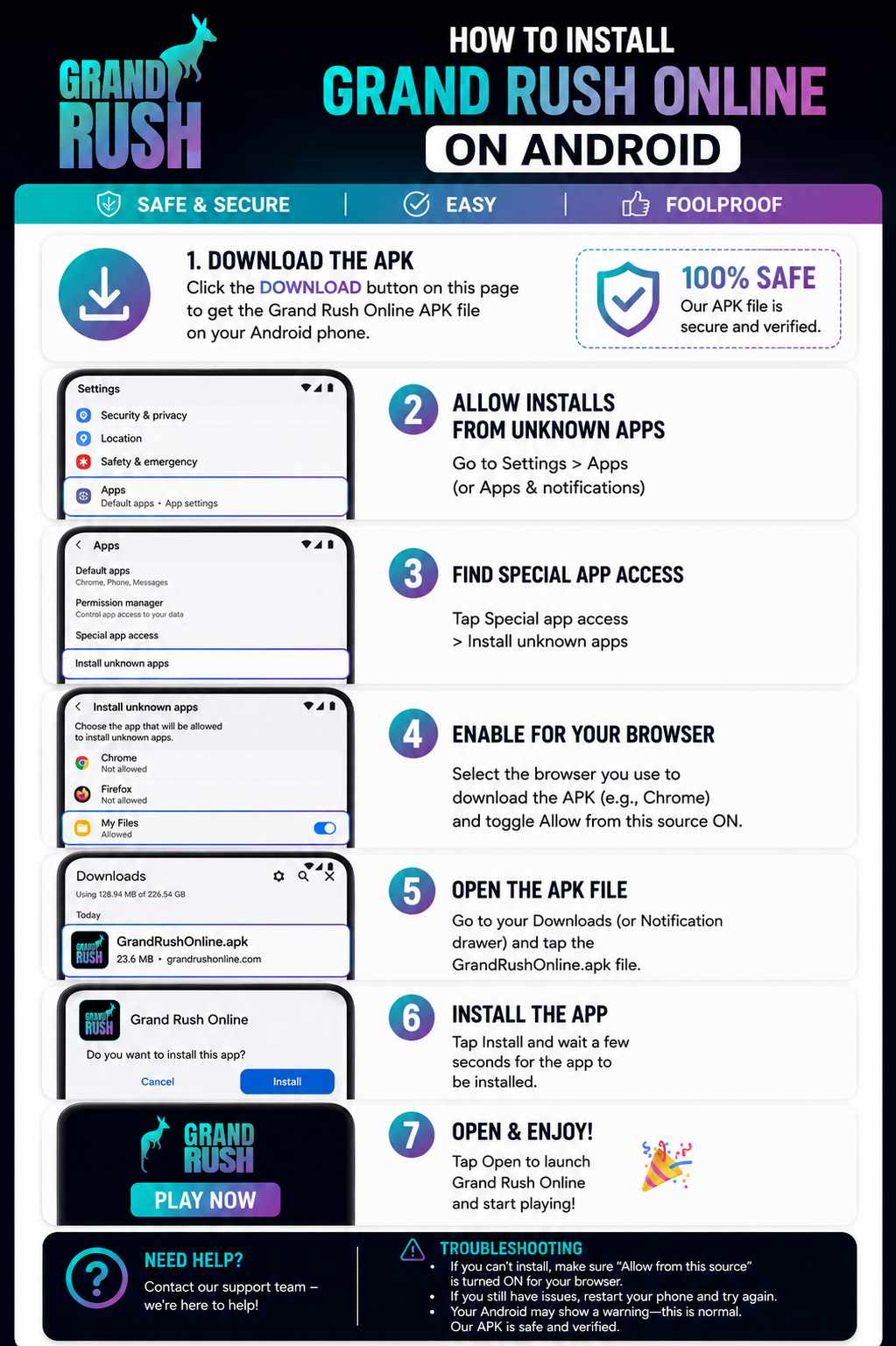 How to install the Grand Rush Android app