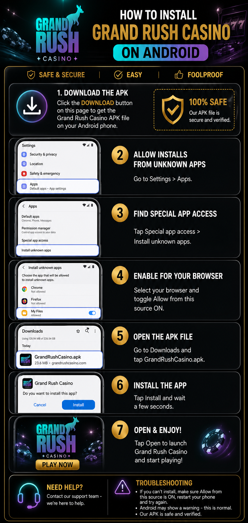 How to install the Grand Rush Casino Android app