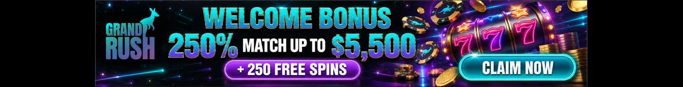 Welcome bonus 250% match up to $5,500 plus 250 free spins