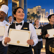 Editorial illustration of casino employees receiving an equity award